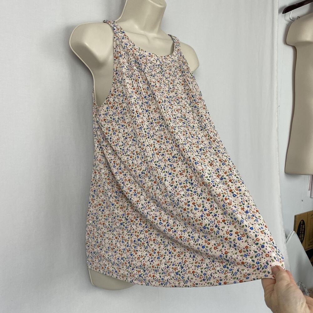 Adrianna Papell Top Womens Large Beige Dainty Floral Pleated Flowy Cottagecore - Picture 4 of 11